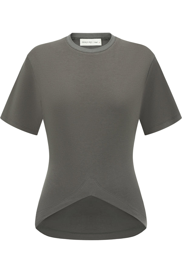 SWAYING/KNIT round hem half-sleeved pullover SW24SS1T45 dark gray